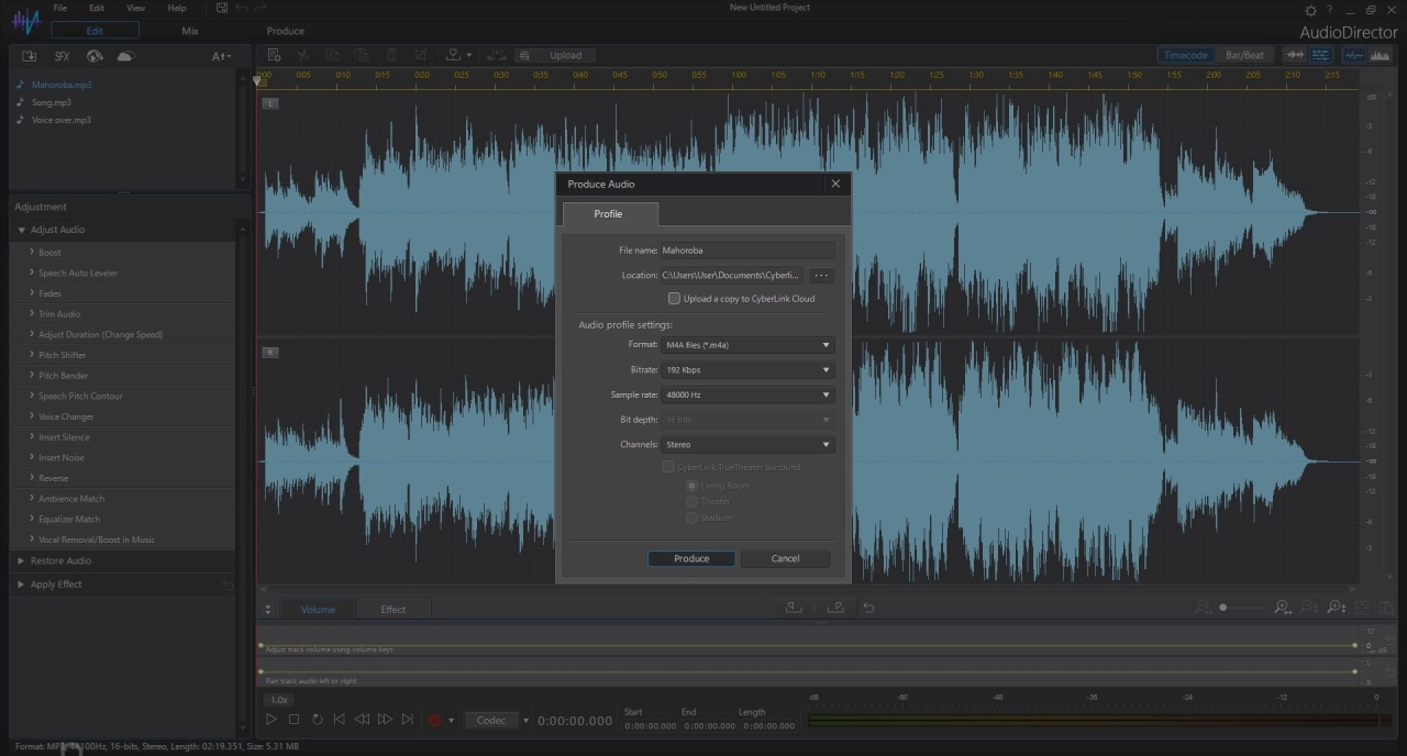 Screenshot #3 - Звуковой редактор CyberLink AudioDirector Ultra 14.0.3523.11 (x64) Portable by 7997