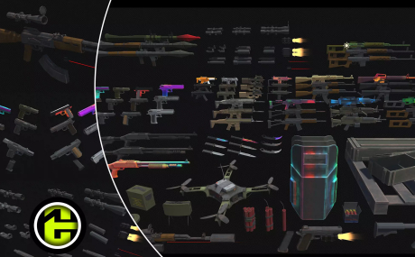 Modern Low poly Guns And Weapons