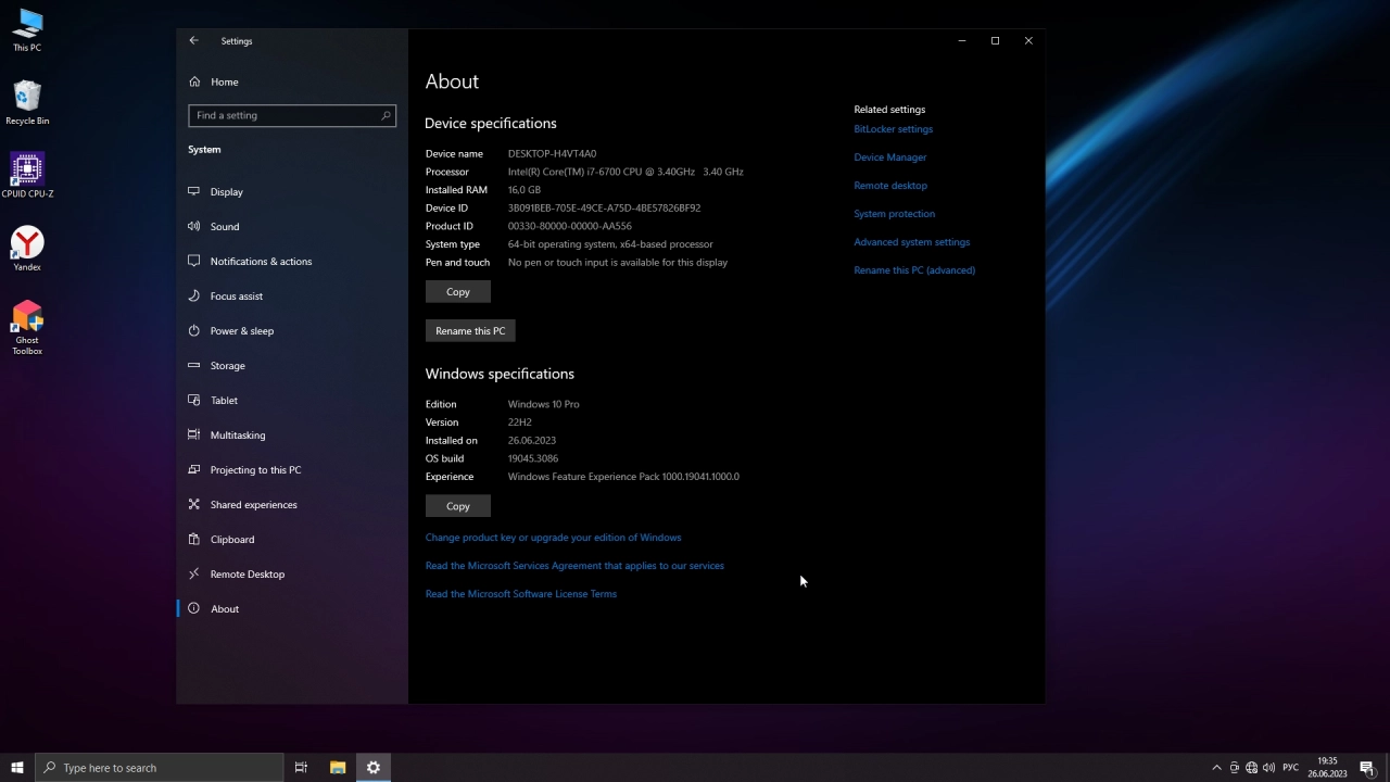Screenshot #5 - Windows 10 Pro 20H1- 22H2 ISO 1904X.3086 - Lite + mini + micro