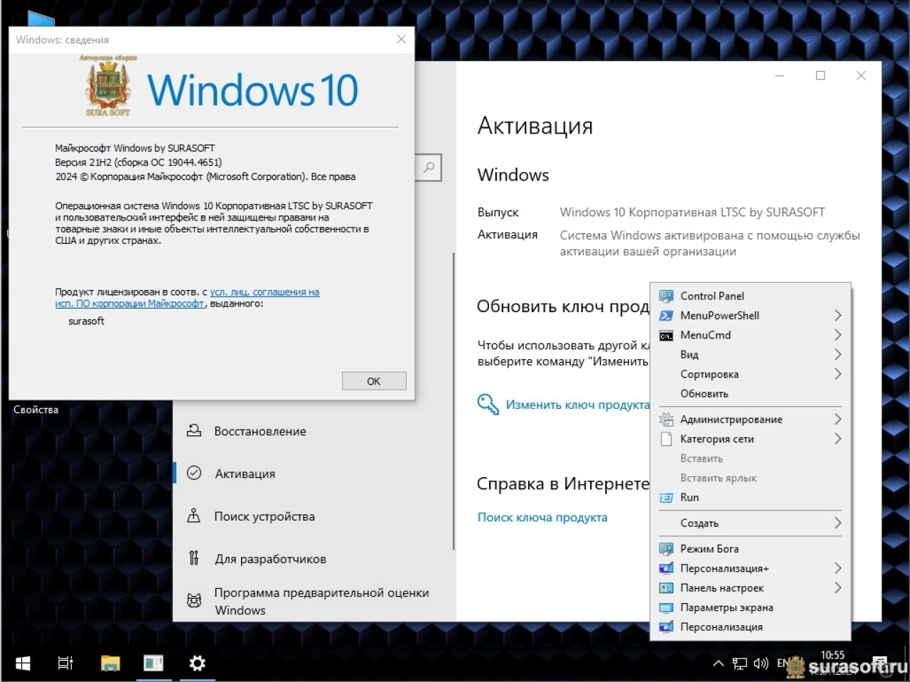 Screenshot #4 - Windows 10 Русская surasoft 19044_19045.4651 mod 22H2/v24.07.09