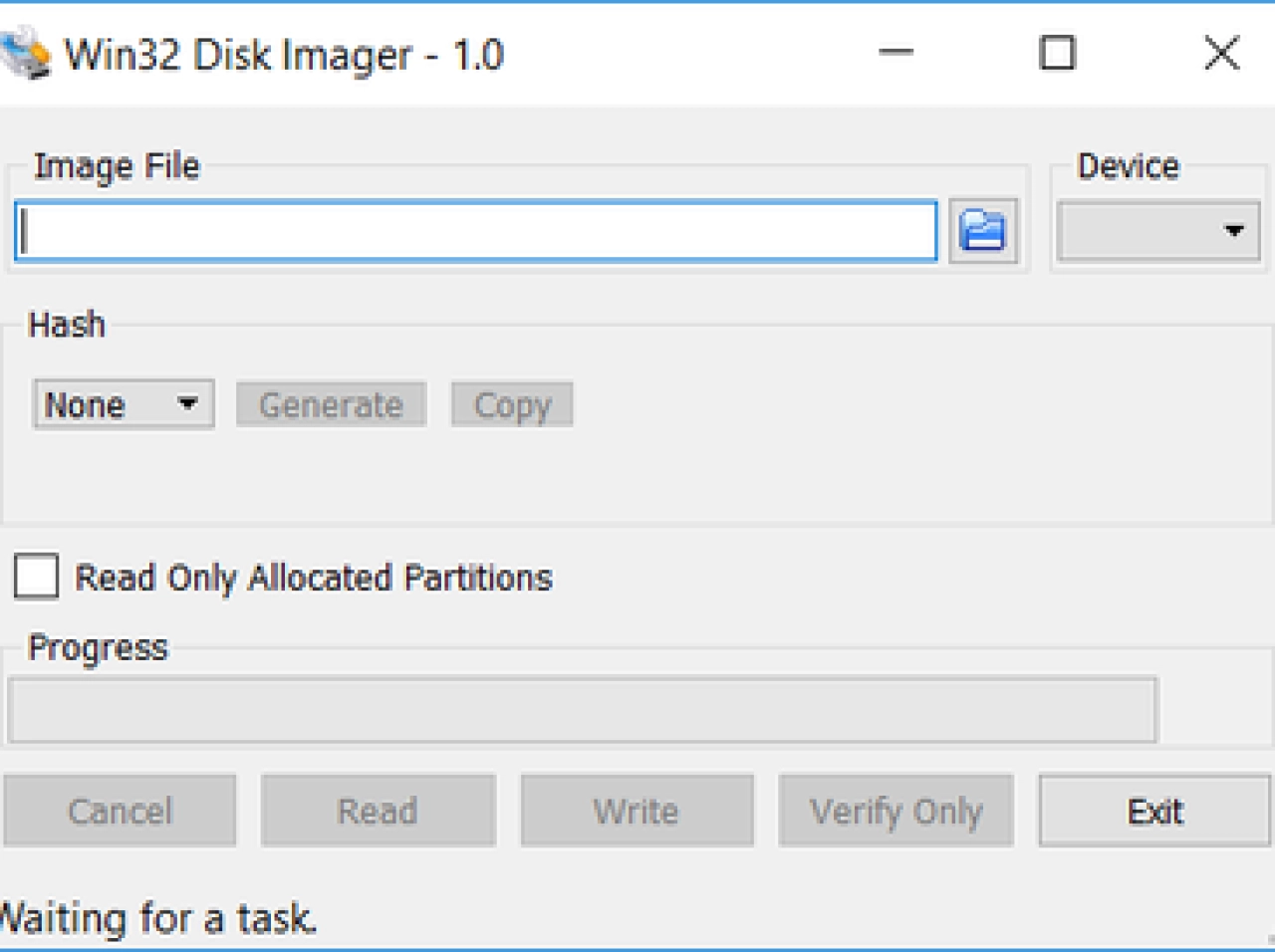 Screenshot #1 - Win32 Disk Imager v1.0.0