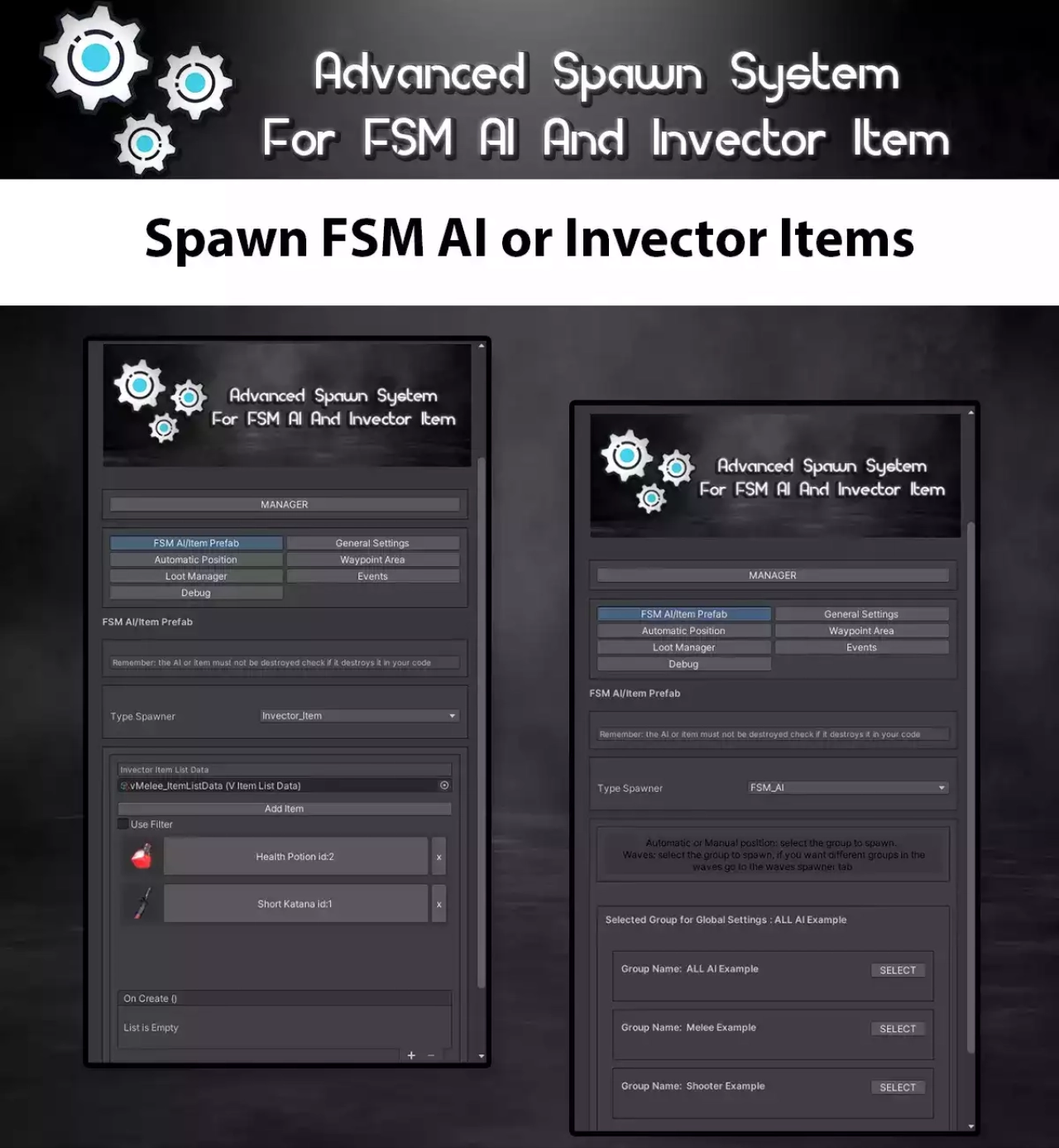 Screenshot #1 - Advanced Spawn System For FSM AI And Invector Item