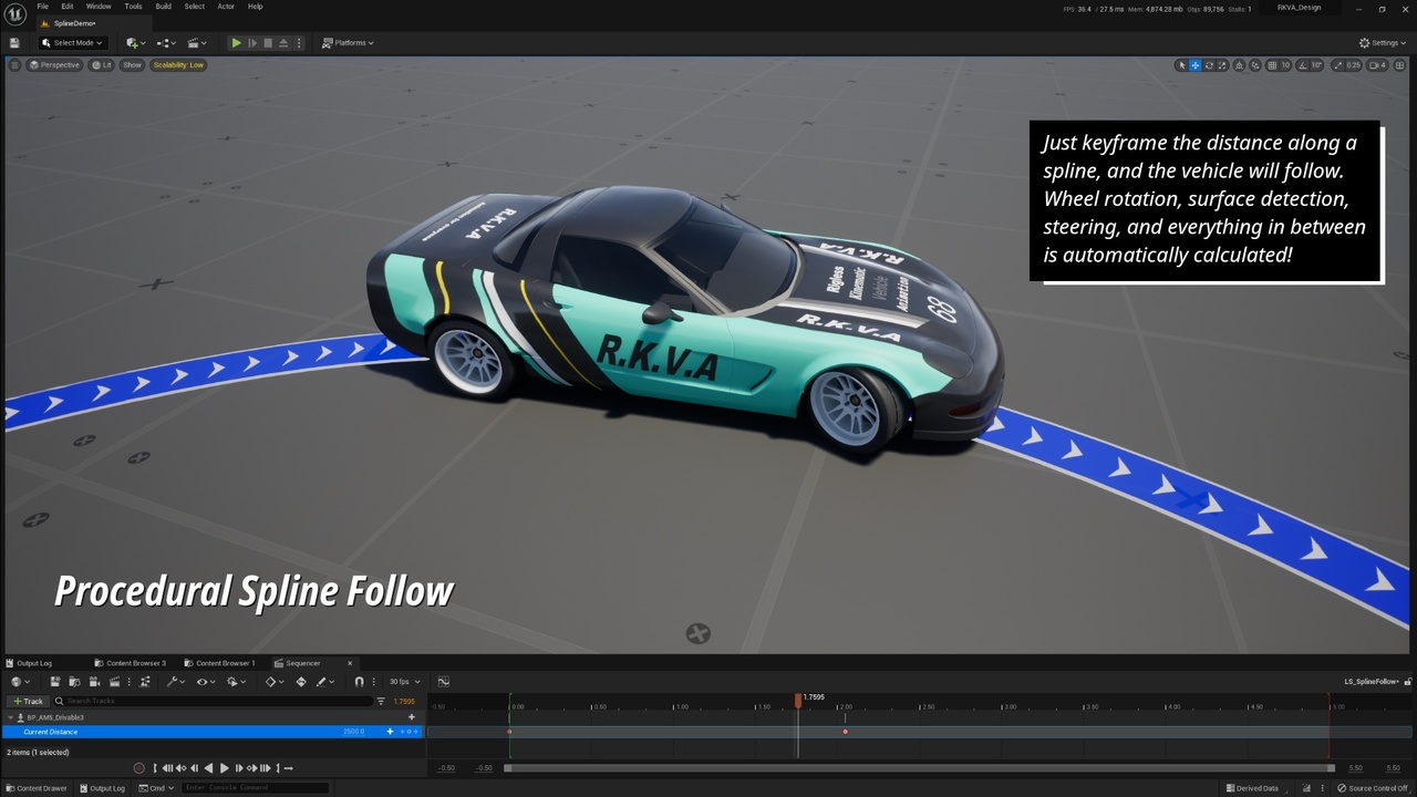 Screenshot #2 - RKVA Rigless Kinematic Vehicle Animation UE5.6  v1.0.5b