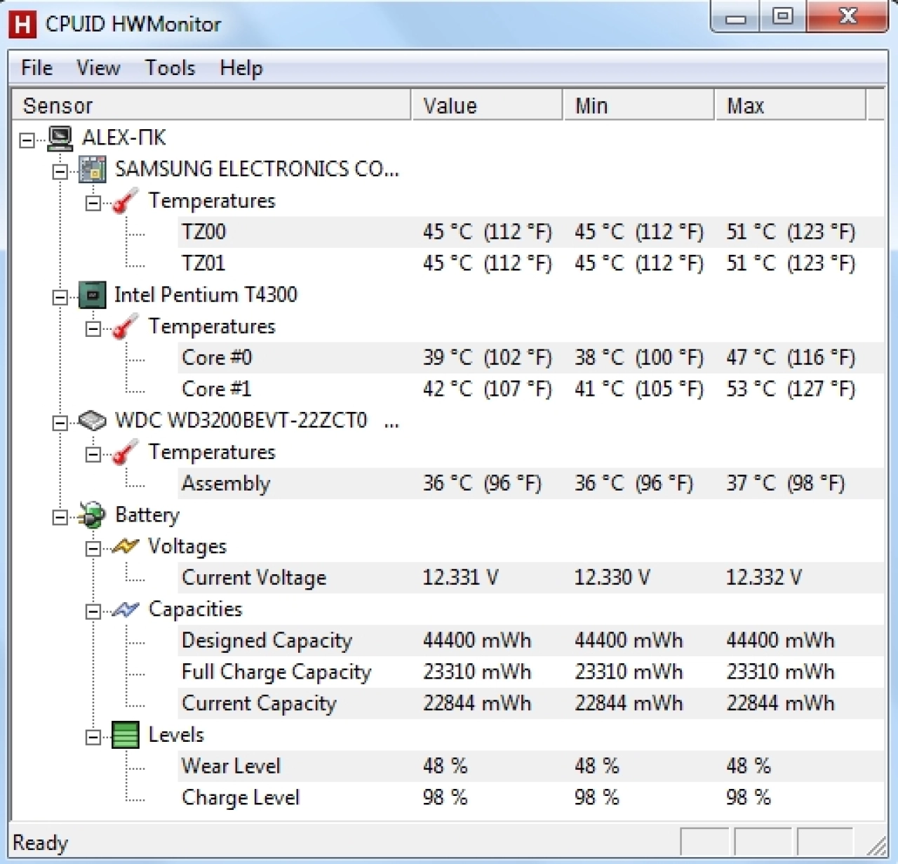 Screenshot #1 - HWMonitor