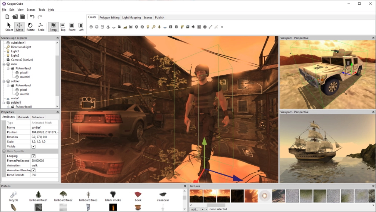 Screenshot #1 - Ambiera CopperCube 6.7.3 x64 Pro (activation) - 3D-движок для создания игр без программирования (WebGL, Windows, Android)