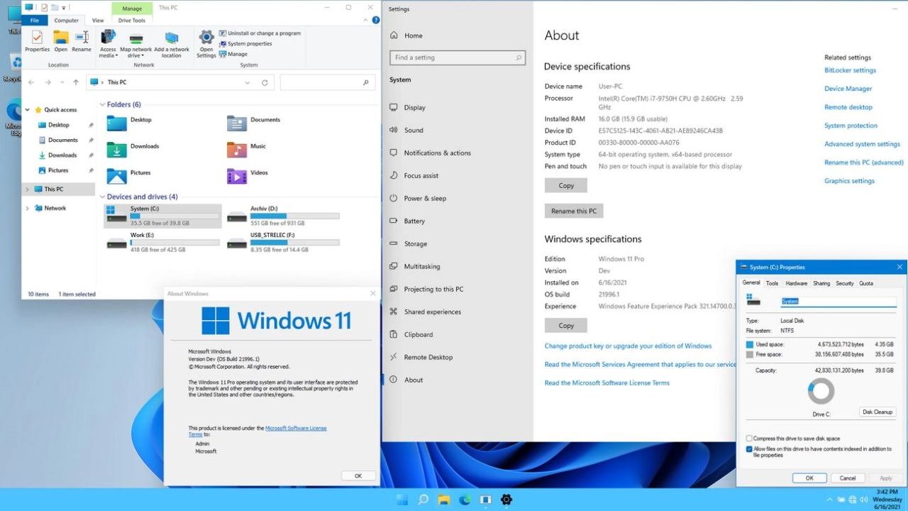 Screenshot #1 - Windows 11 Professional 21996.1 x64 by Tatata