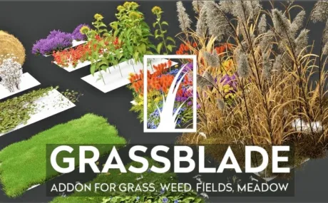 Grassblade v2.6 PRO  - Addon For Grass, Weed, Field, Meadow, Lawn (Blender)