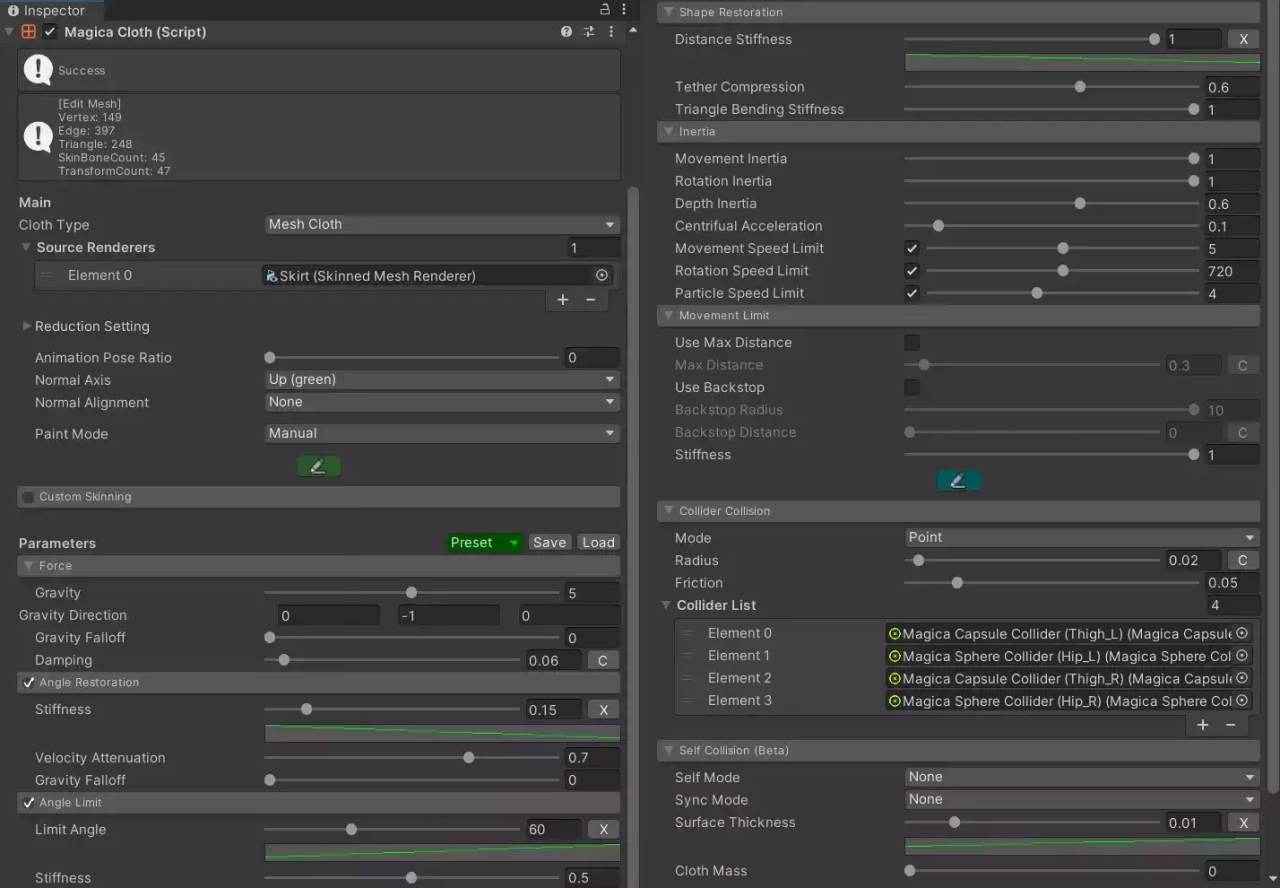 Screenshot #4 - MagicaCloth2 — Advanced Cloth Simulation for Unity DOTS