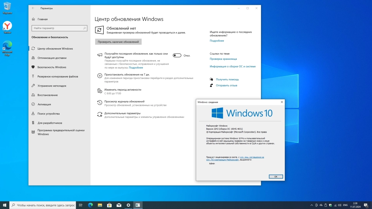 Screenshot #2 - Windows 10 Pro 22H2 Build 19045.4651 Full July 2024