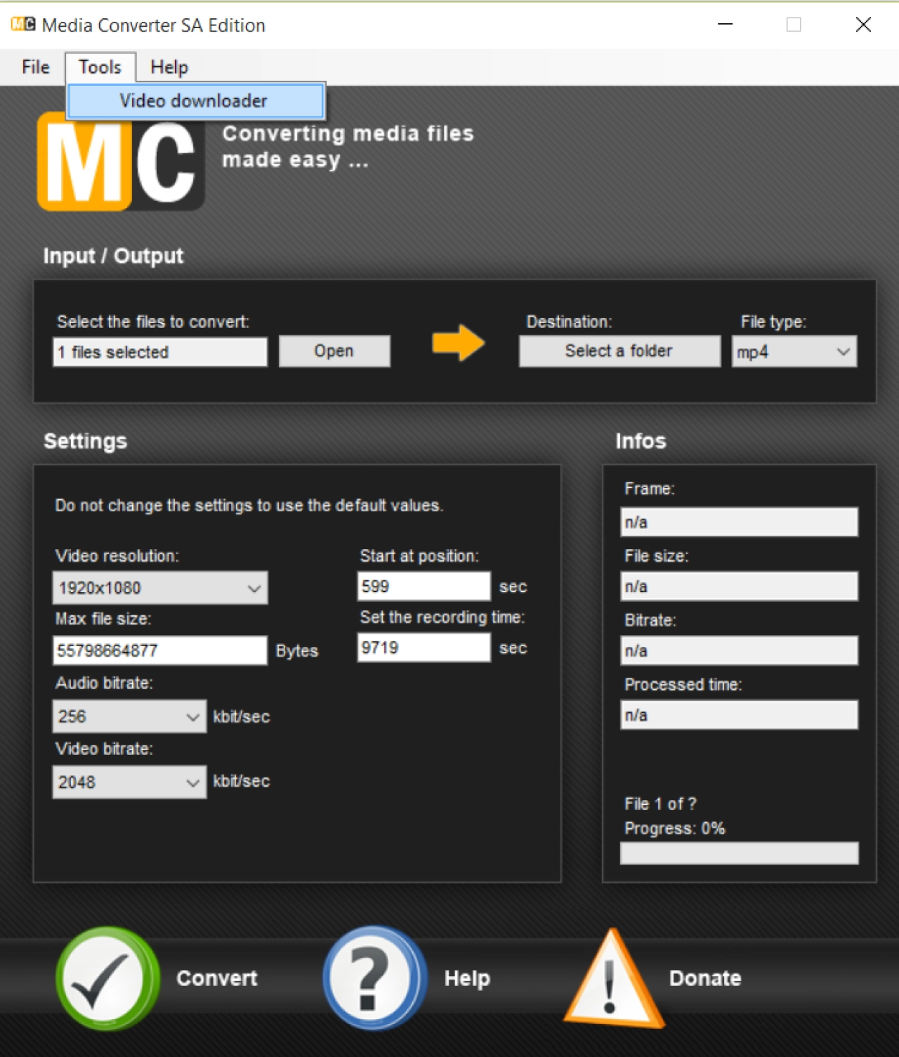 Screenshot #1 - Media Converter SA Edition