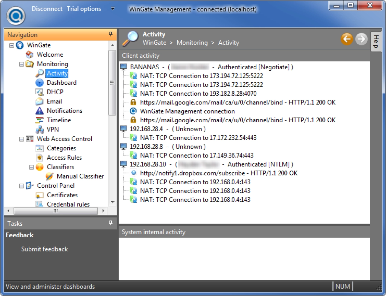Screenshot #3 - Прокси сервер WinGate v9.0.8 для Windows