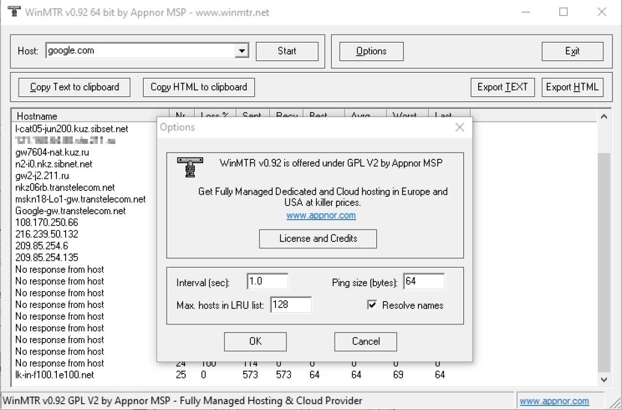 Screenshot #3 - WinMTR