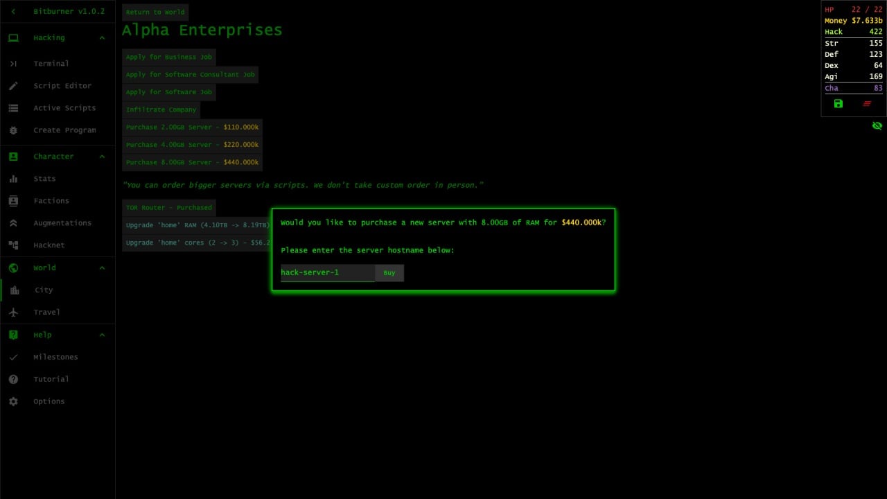 Screenshot #4 - Bitburner