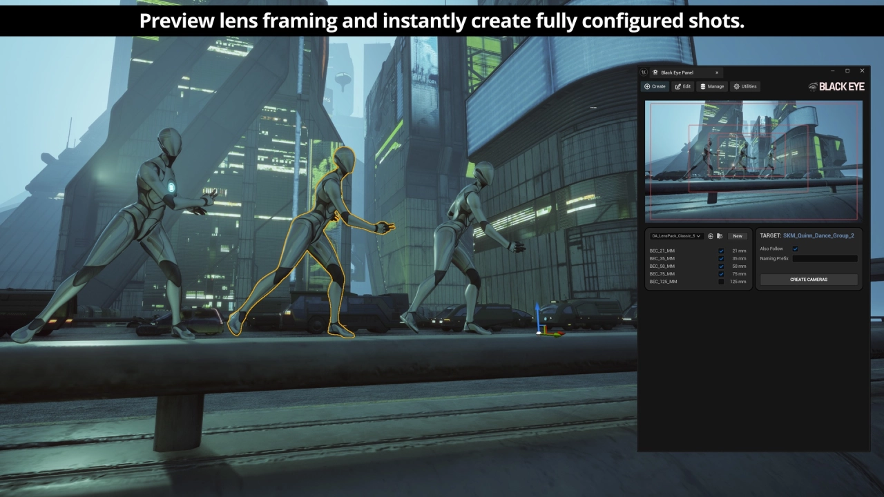 Screenshot #3 - Black Eye Camera - Powerful Procedural Camera System for Gameplay and Cinematics (UE5.7)