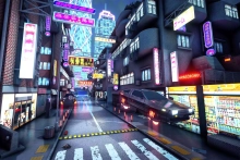 CyberPunk City. VR and Mobile