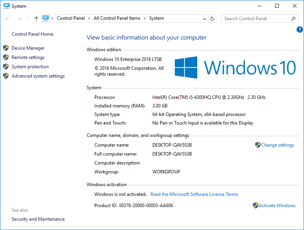 Screenshot #1 - Windows 10 Enterprise LTSB 2016 14393.2155 x64