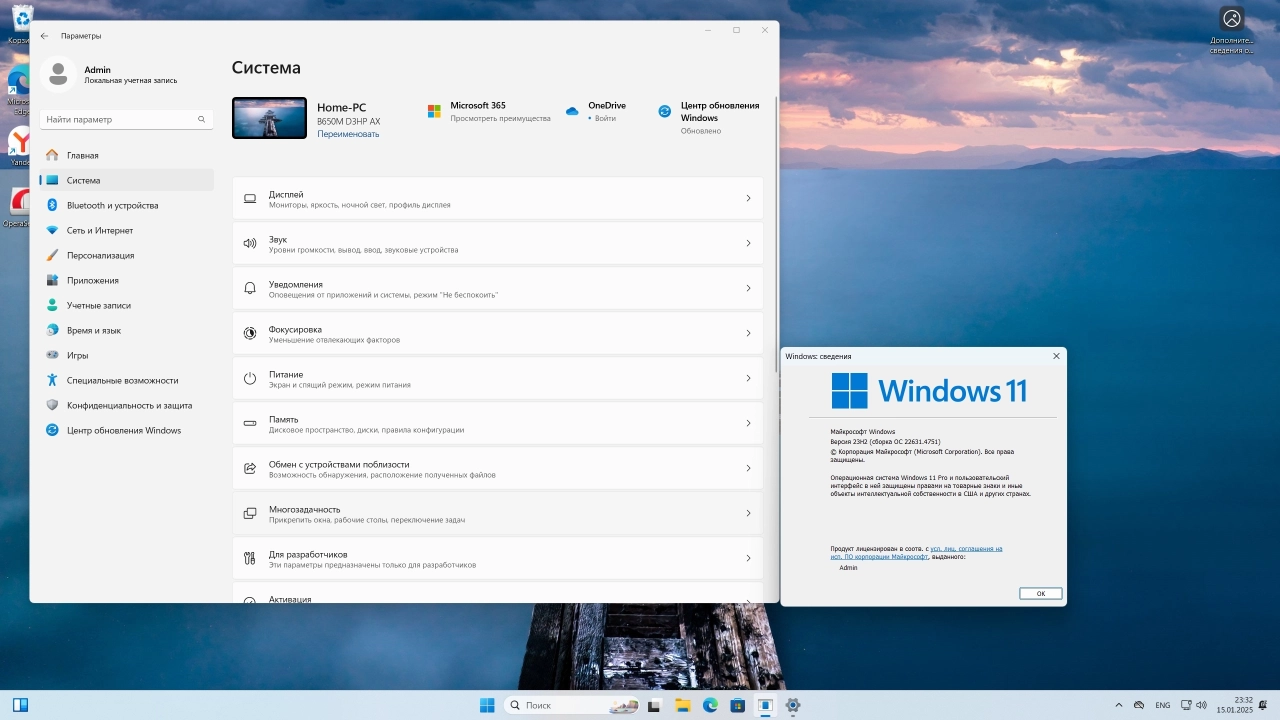 Screenshot #2 - Windows 11 Pro 23H2 Build 22631.4751 Full Январь 2025