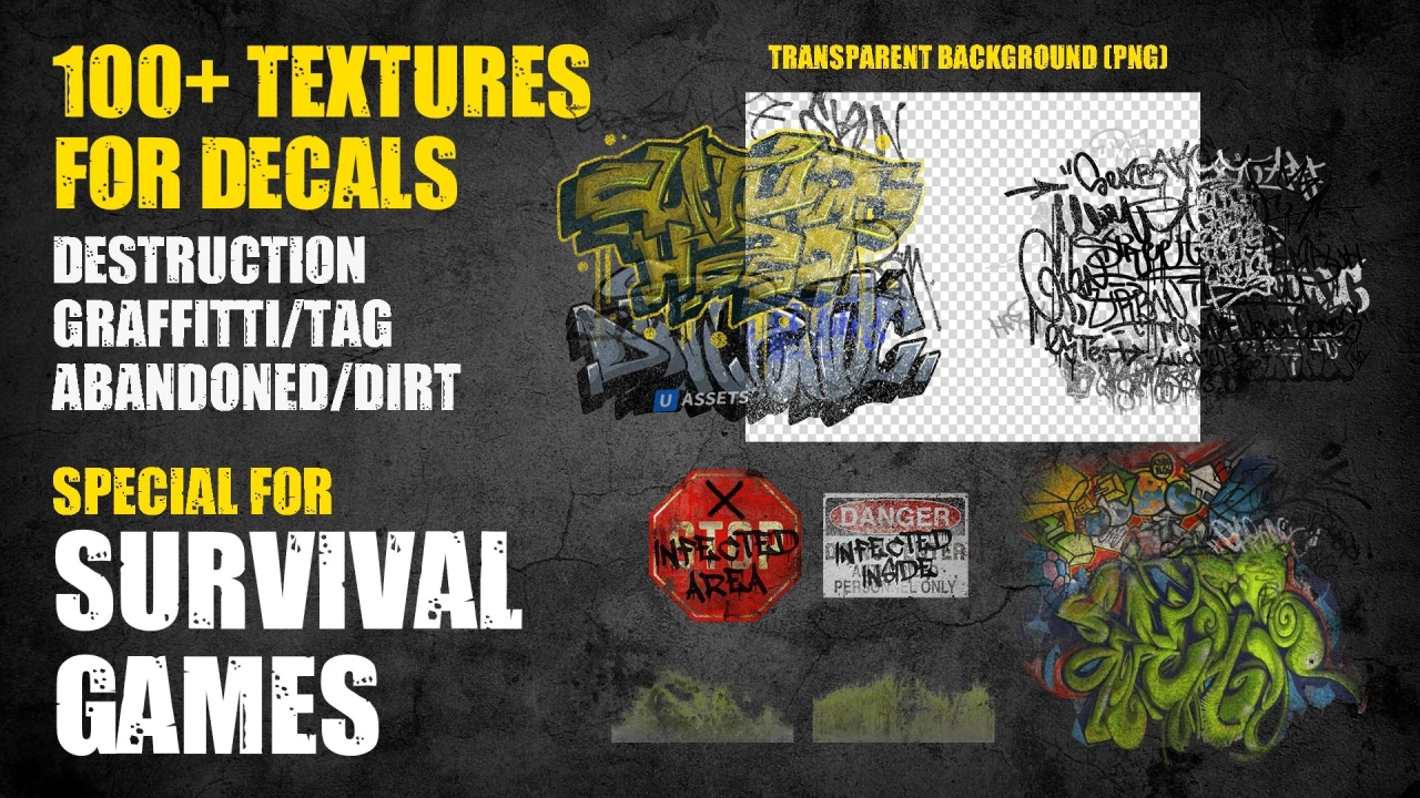 Screenshot #1 - Survival Game Graffiti and Dirt Texture Set