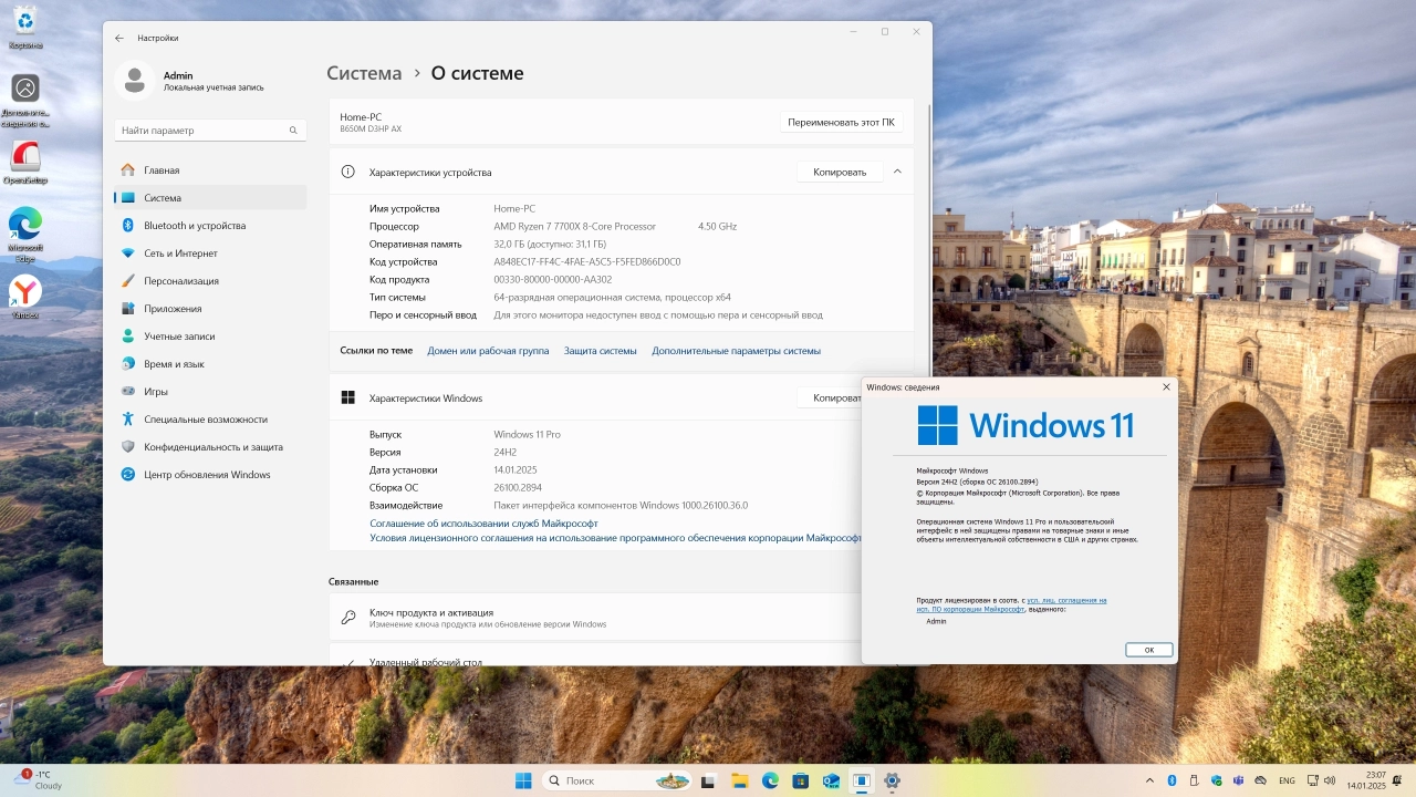 Screenshot #2 - Windows 11 Pro 24H2 Build 26100.2894 Full Январь 2025