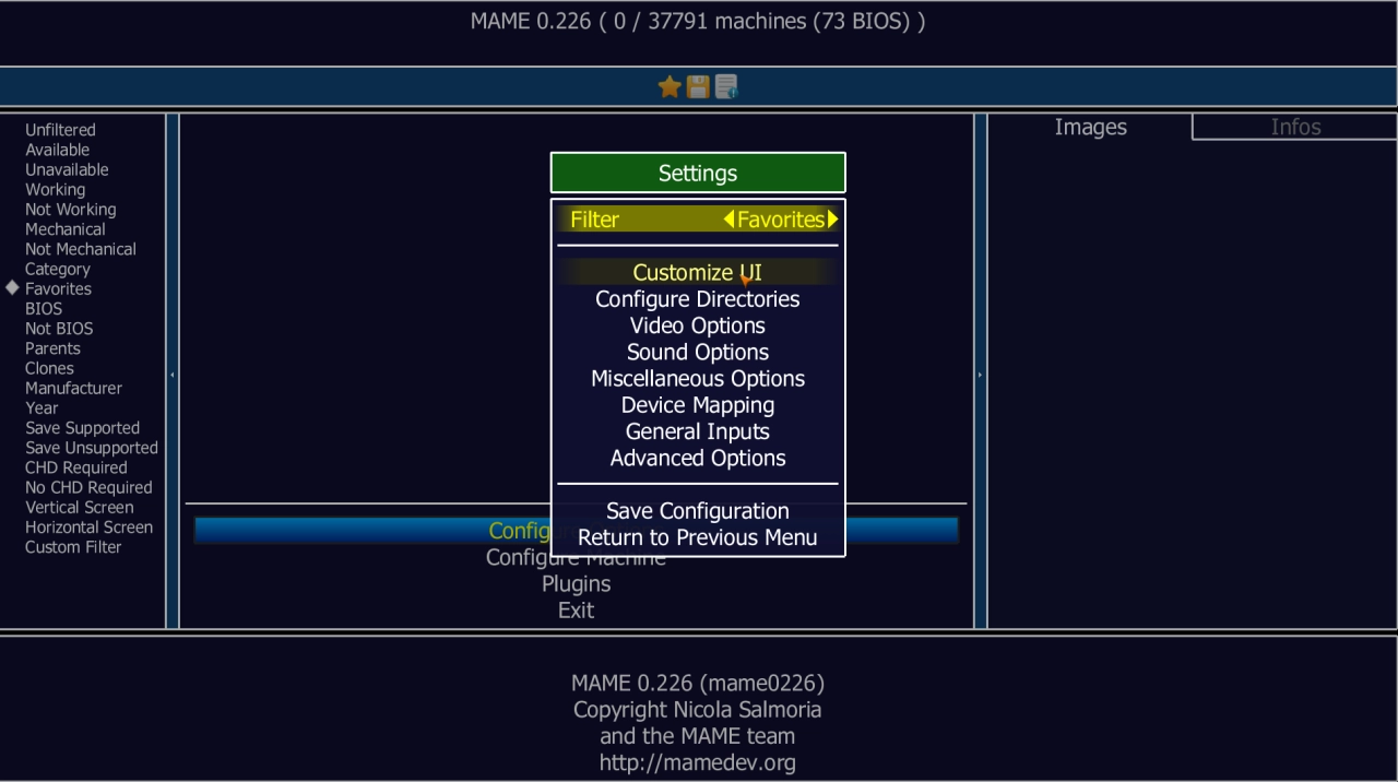 Screenshot #1 - Эмулятор игровых автоматов MAME v0.263