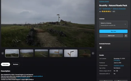 Brushify – Natural Roads Pack for (Unreal Engine 5.5)