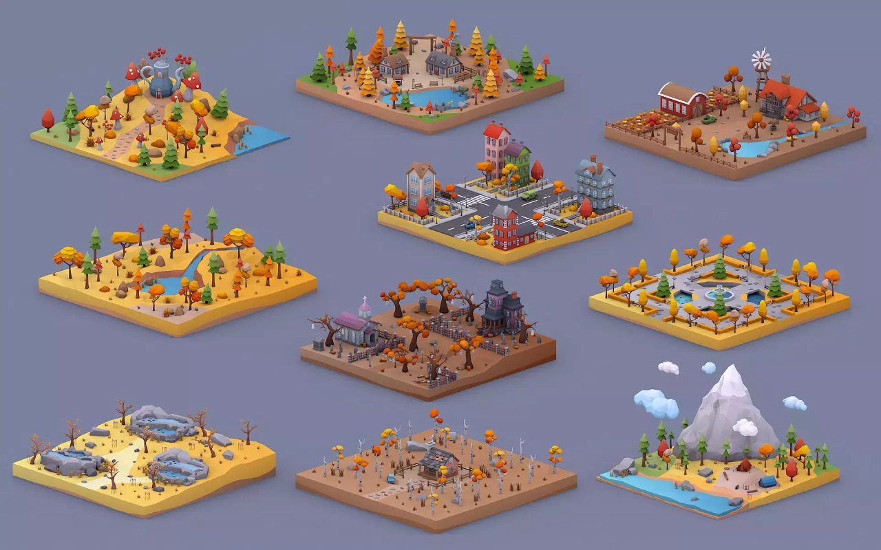 Screenshot #1 - Low Poly Autumn Locations Pack