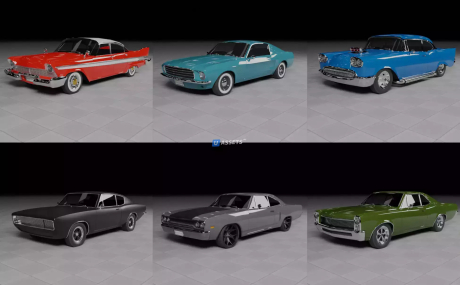 50s, 60s and 70s Car Pack (6 Cars)