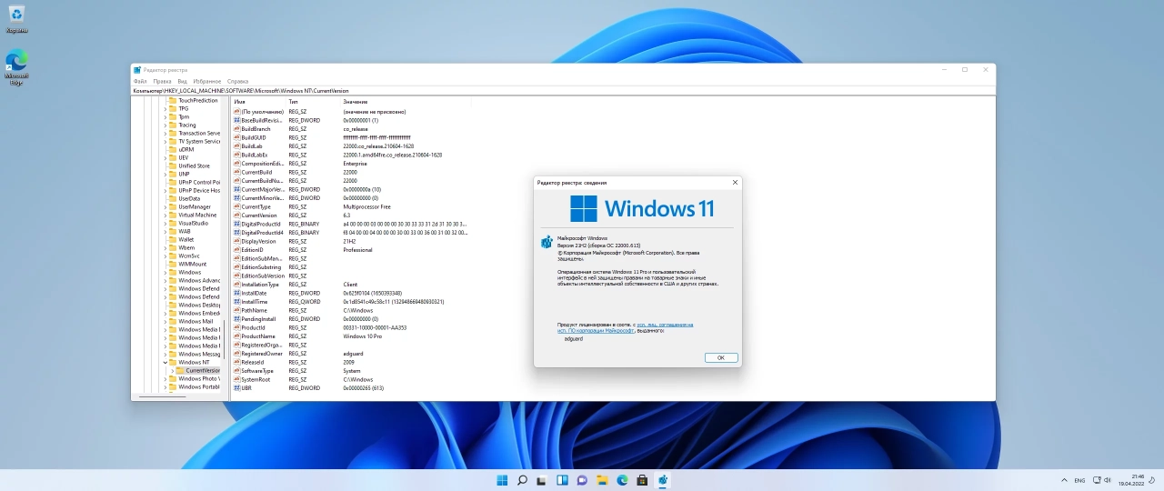 Screenshot #2 - Windows 11 [10.0.22000.613], Version 21H2 (Updated April 2022) - Оригинальные образы от Microsoft MSDN