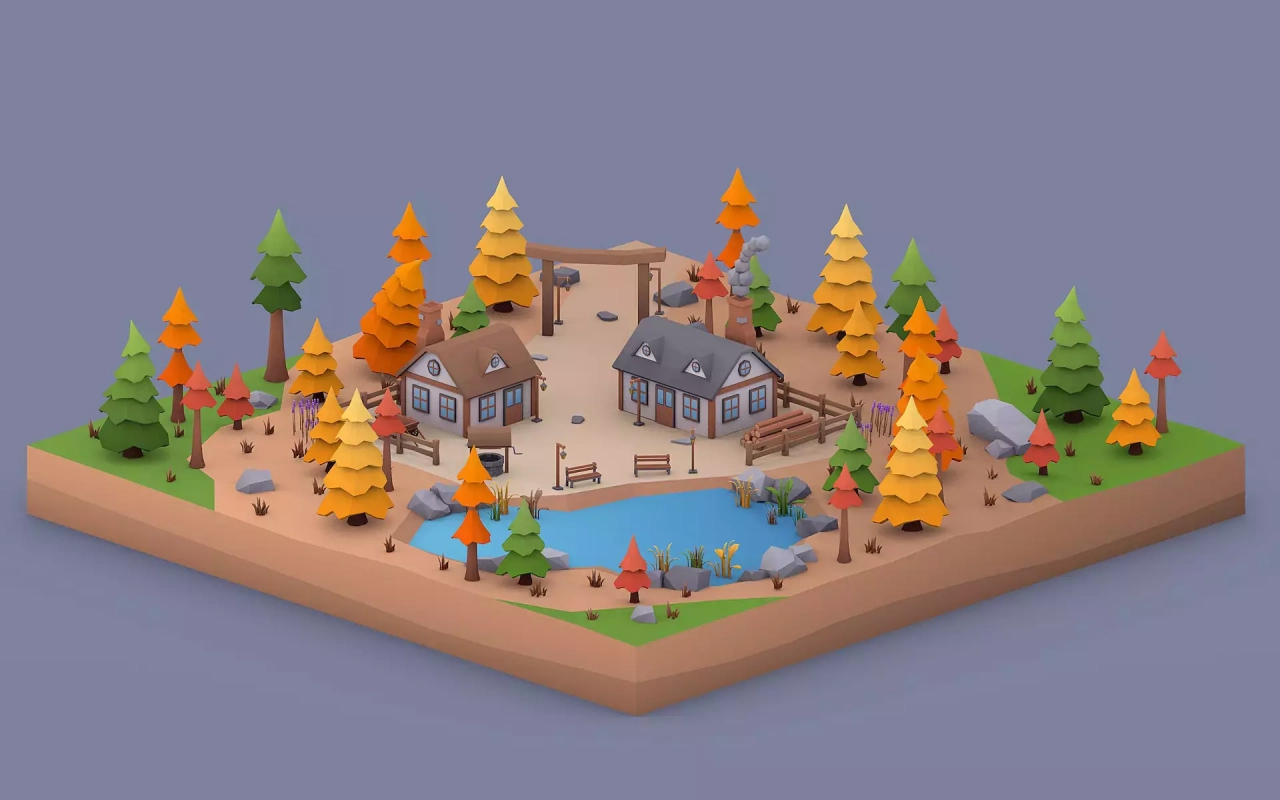 Screenshot #4 - Low Poly Autumn Locations Pack