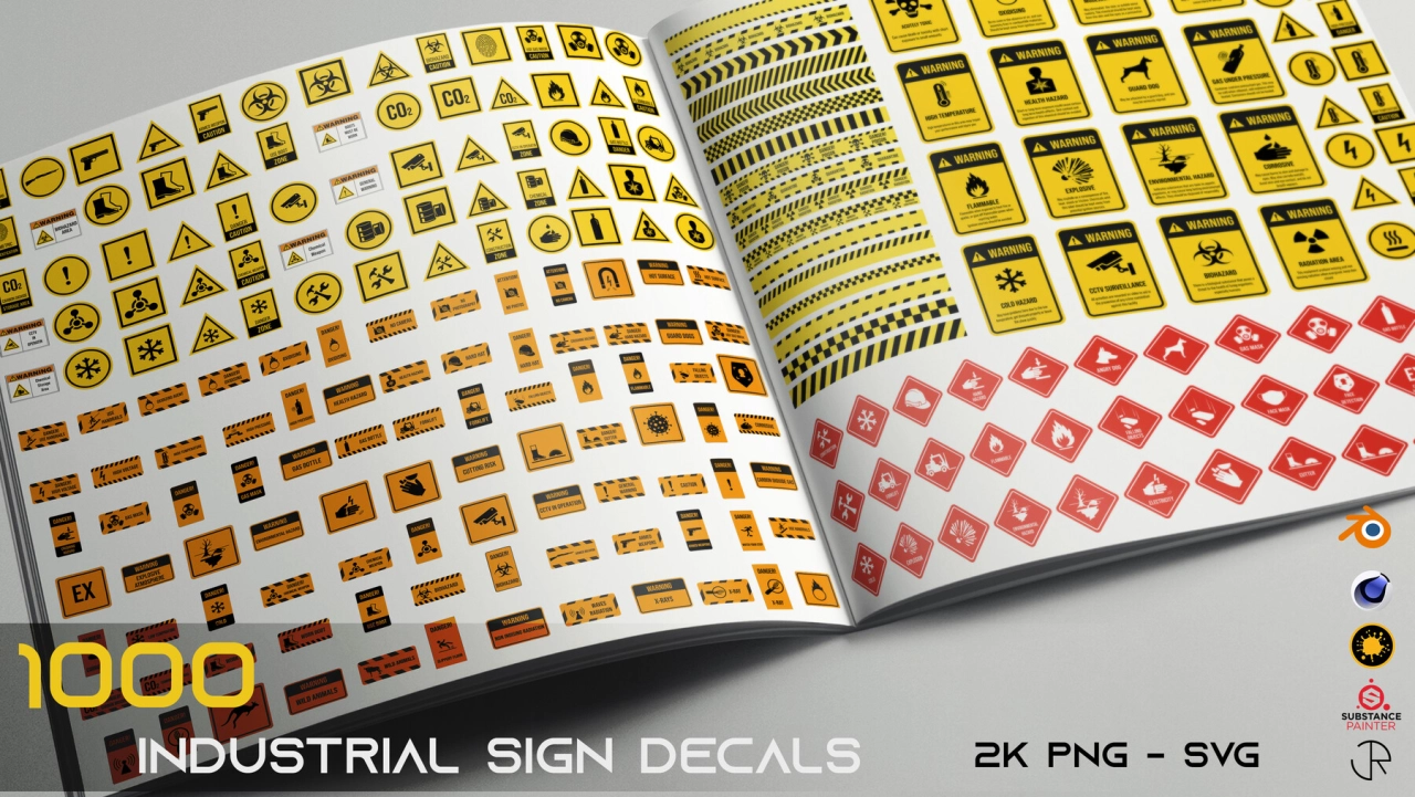 Screenshot #1 - Industrial Sign Decal — набор из 1000 индустриальных декалей и предупреждающих знаков