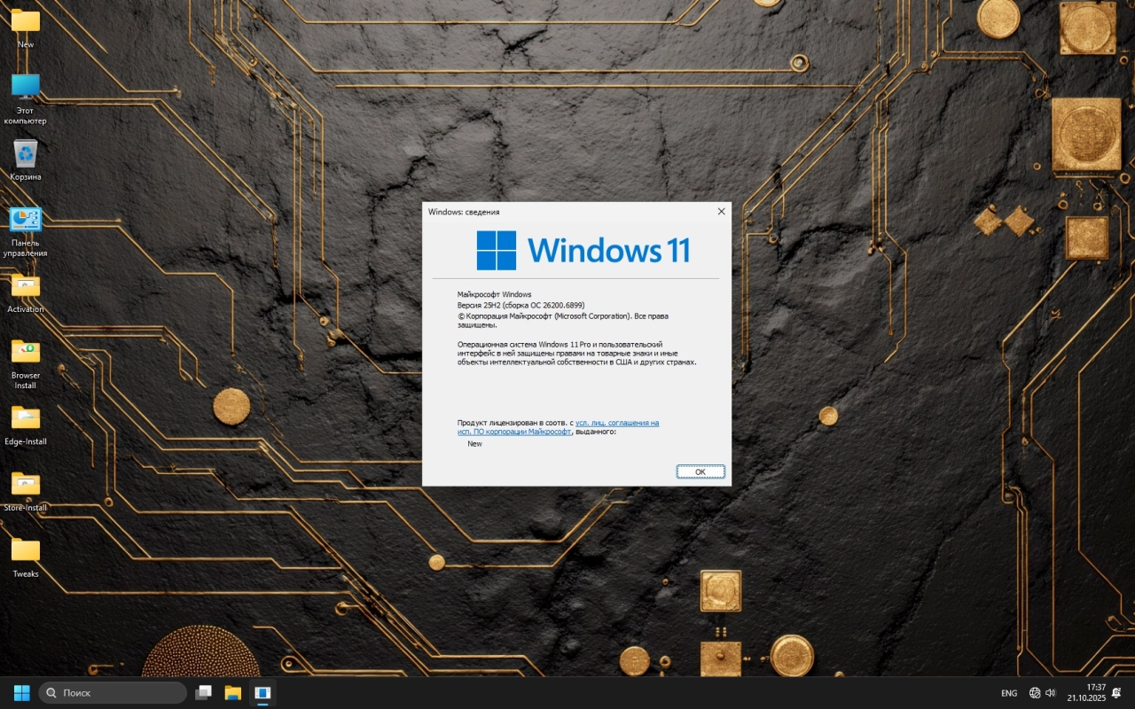 Screenshot #1 - Windows 11 Pro 25H2 для продвинутых пользователей Build 26200.6899