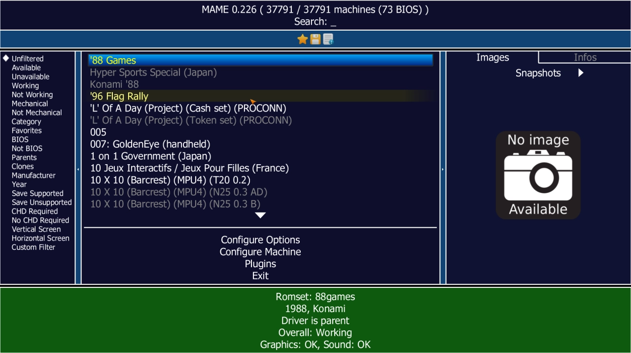 Screenshot #2 - Эмулятор игровых автоматов MAME v0.263
