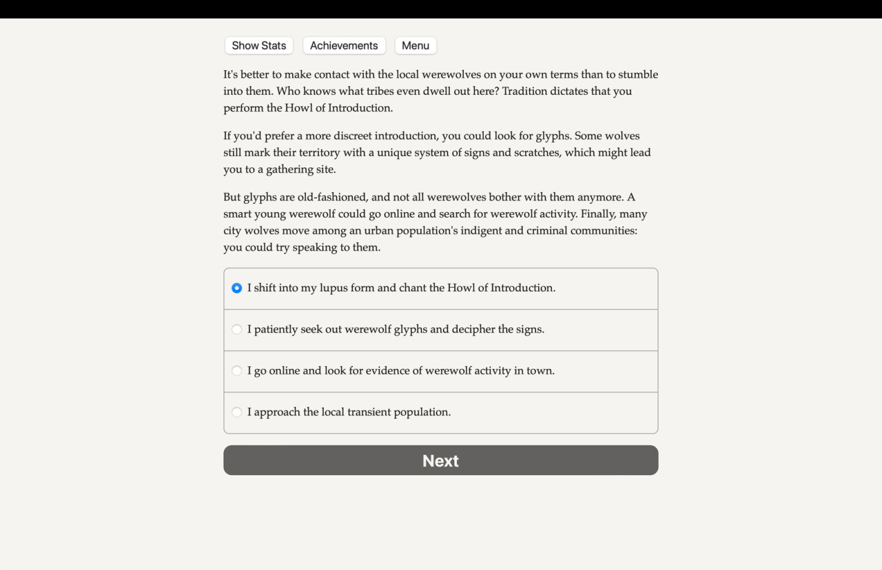 Screenshot #1 - Werewolf: The Apocalypse - The Book of Hungry Names