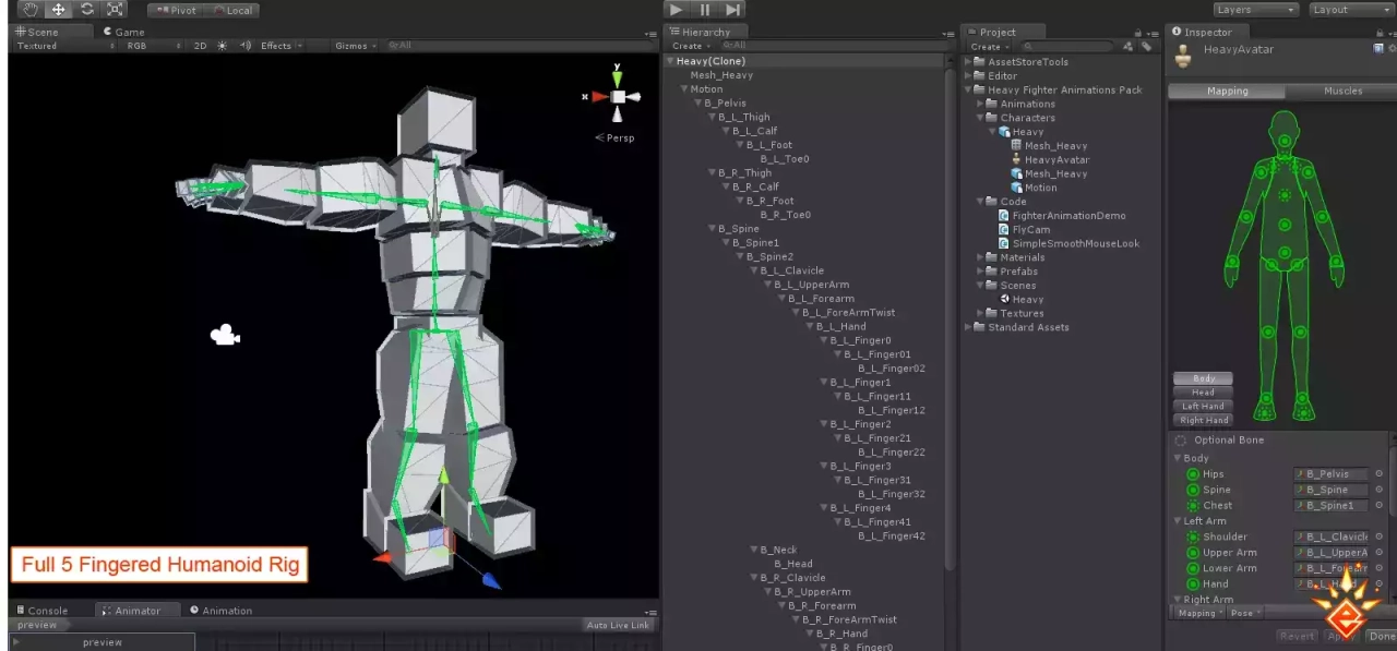 Screenshot #1 - Heavy Fighter Mecanim Animation Pack