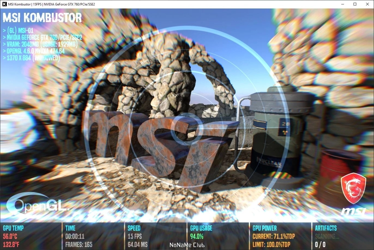 Screenshot #1 - Тест для видеокарты MSI Kombustor 4.1.28.0
