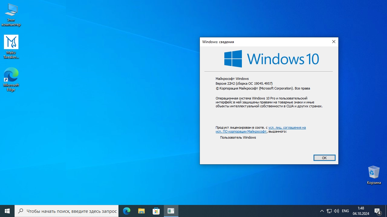 Screenshot #3 - Windows 10 Professional 22H2 Build 19045.4957 MakuOS