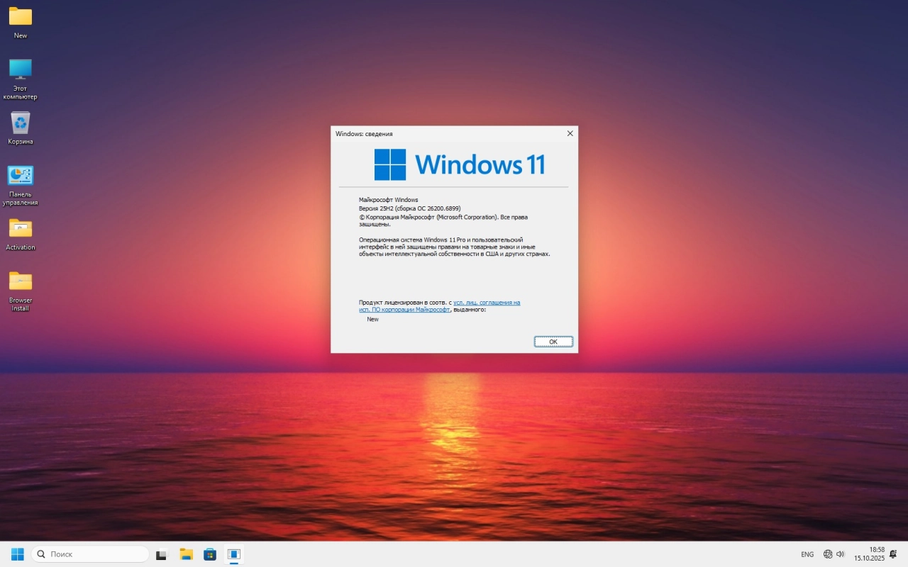 Screenshot #1 - Игровая сборка Windows 11 Pro 25H2 Build 26200.6899 by Revision