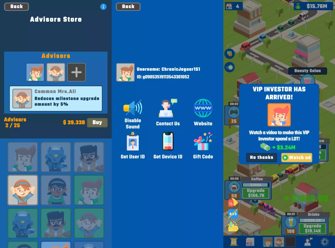Screenshot #4 - Idle Business Manager Game (Tycoon Template)