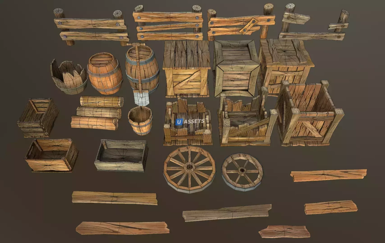 Screenshot #2 - Stylized Wood Props Pack