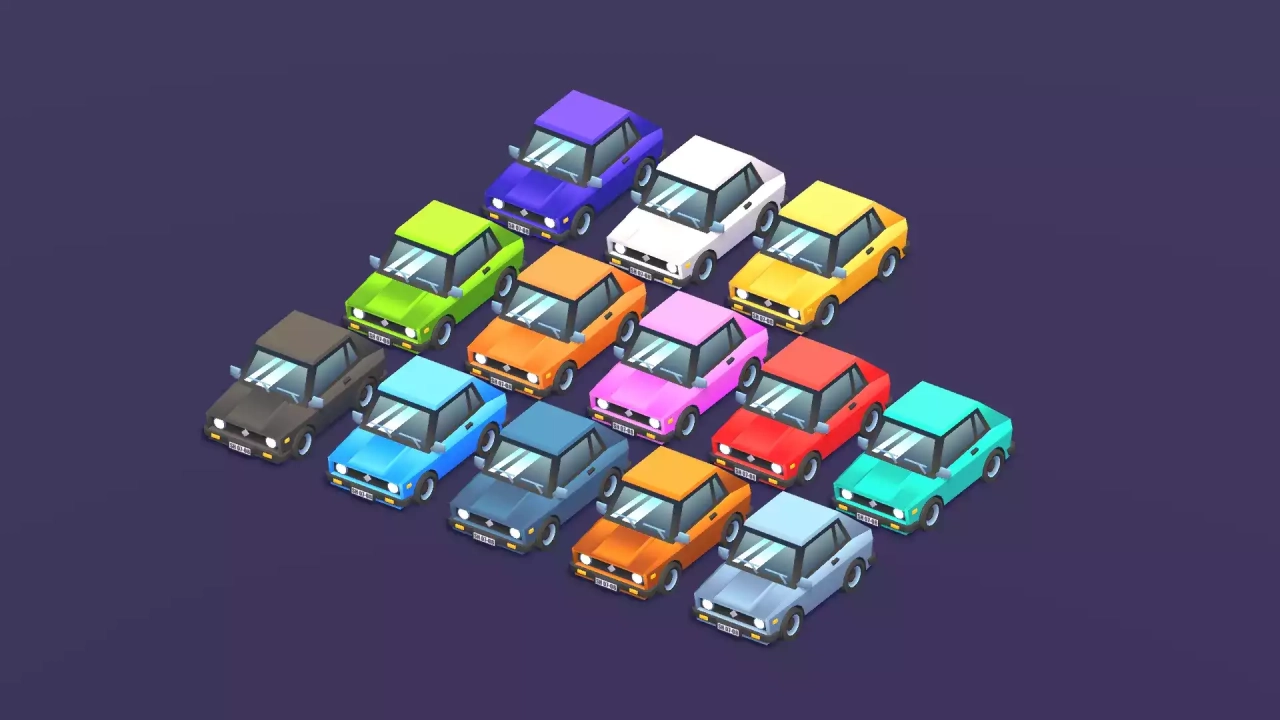 Screenshot #3 - 35 Low Poly Toon Cars Pack