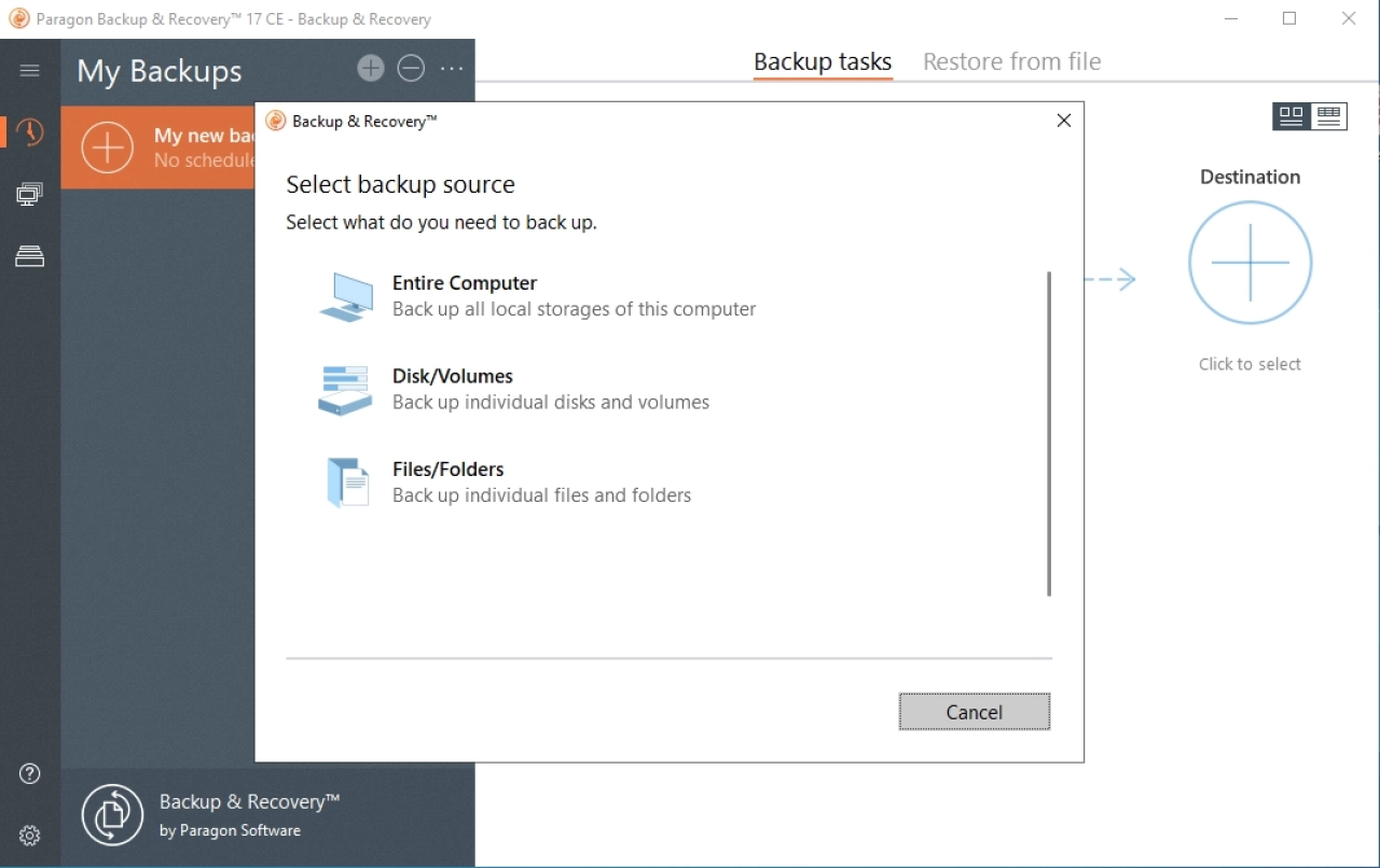Screenshot #1 - Paragon Backup & Recovery