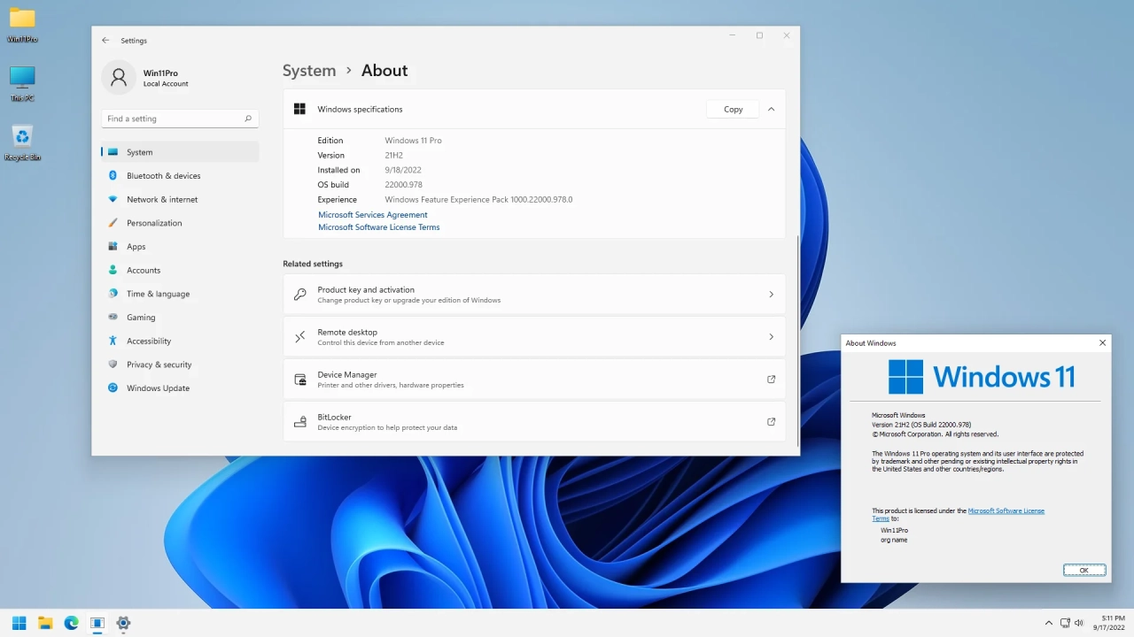 Screenshot #7 - Windows 11 Pro 21H2 22000.978 x64 by SanLex [Universal]