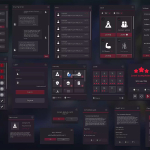 Screenshot #2 - Flat Dark Themed GUI / UI Kit - over 600 PNG