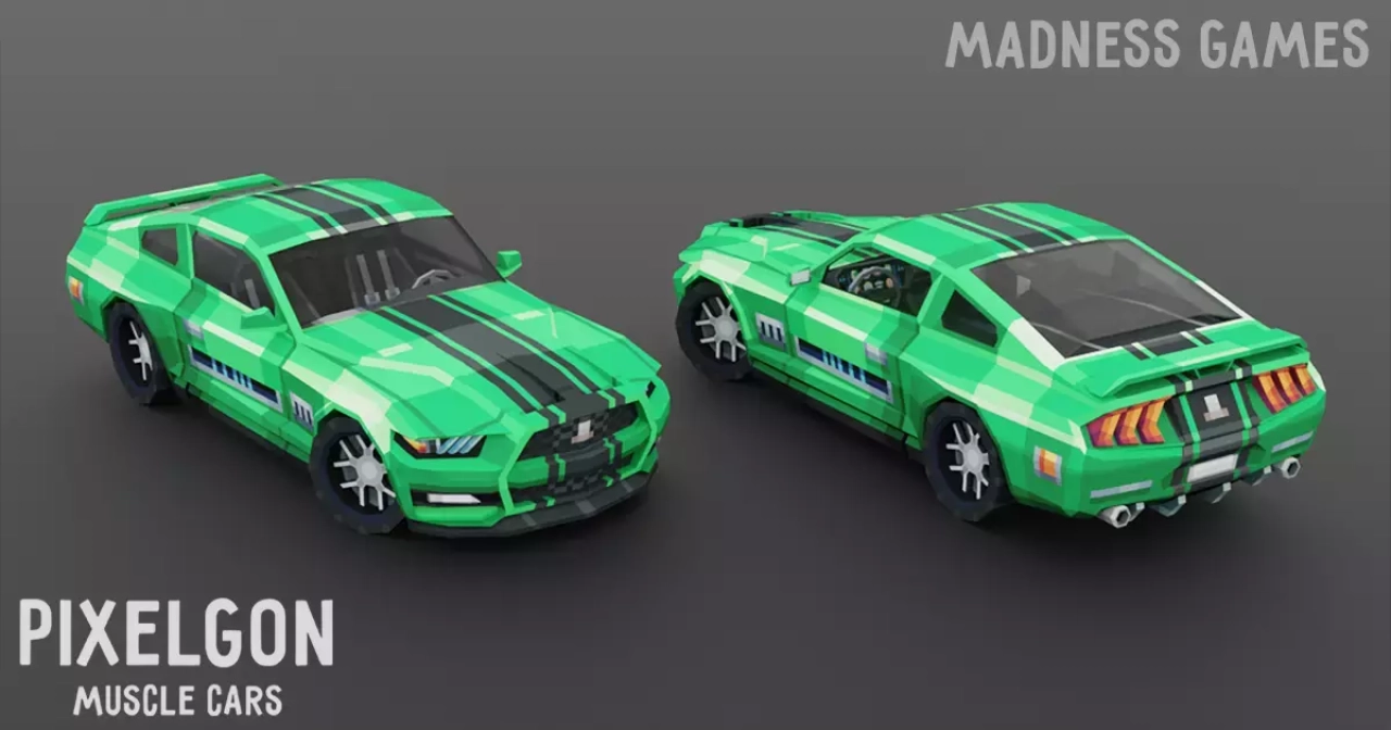 Screenshot #3 - PIXELGON Muscle Cars Pack - Low Poly Pixel Art 3D