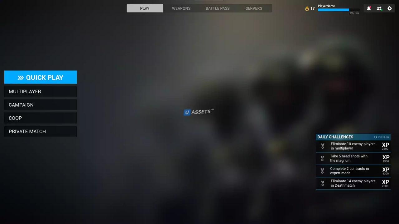 Screenshot #1 - FPS interface UI/HUD - Killfeed/Compass - Pack Kit Ready to play