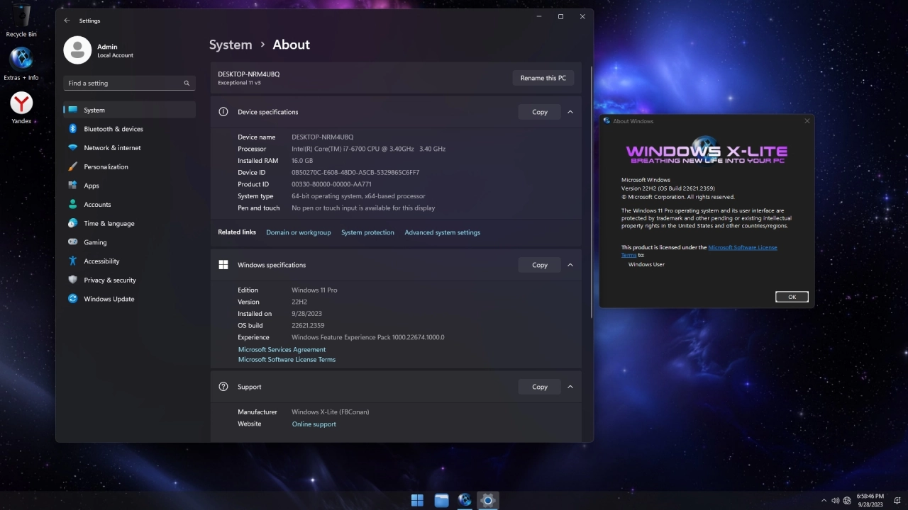 Screenshot #9 - Windows 11 Pro X-Lite 'Exceptional' v3 (22H2 22621.2359)