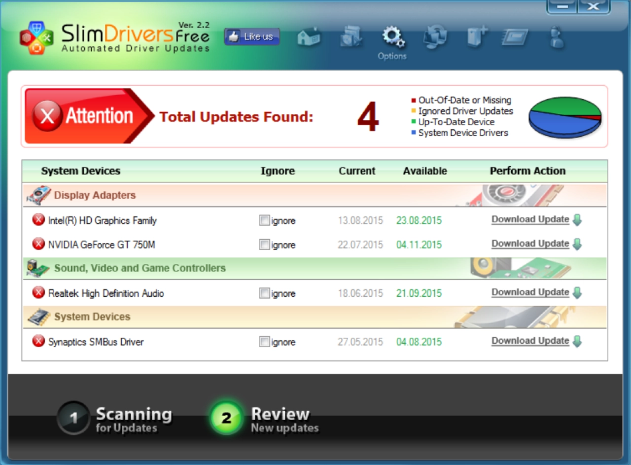 Screenshot #1 - SlimDrivers Free